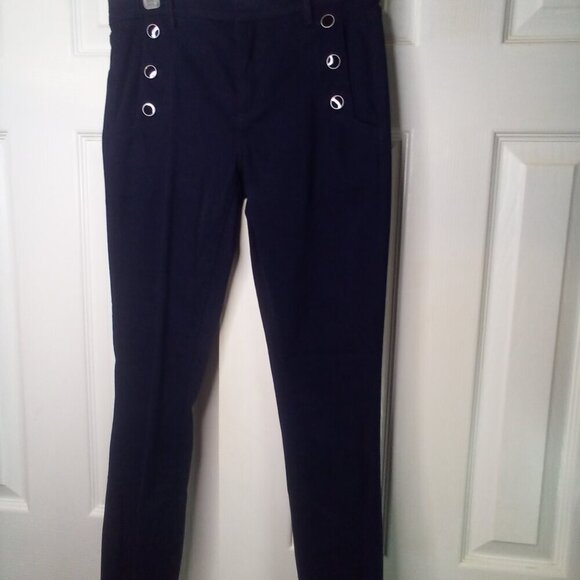 Loft Pants Women 25 0 Skinny Ankle Button Detail Blue - Picture 2 of 14